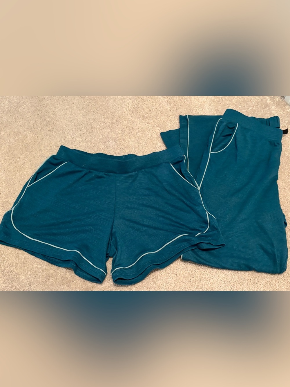Midnight Dark Teal Women's Small Lounge Shorts Pants Pockets Pajamas